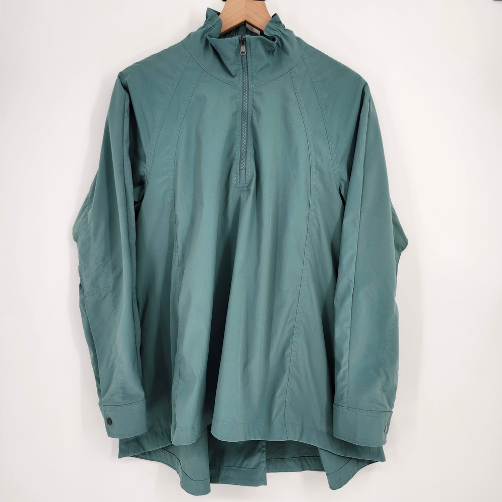 Athleta Teal Advantage Poplin Top Size M Travel Lightweight Ventilated Pullover